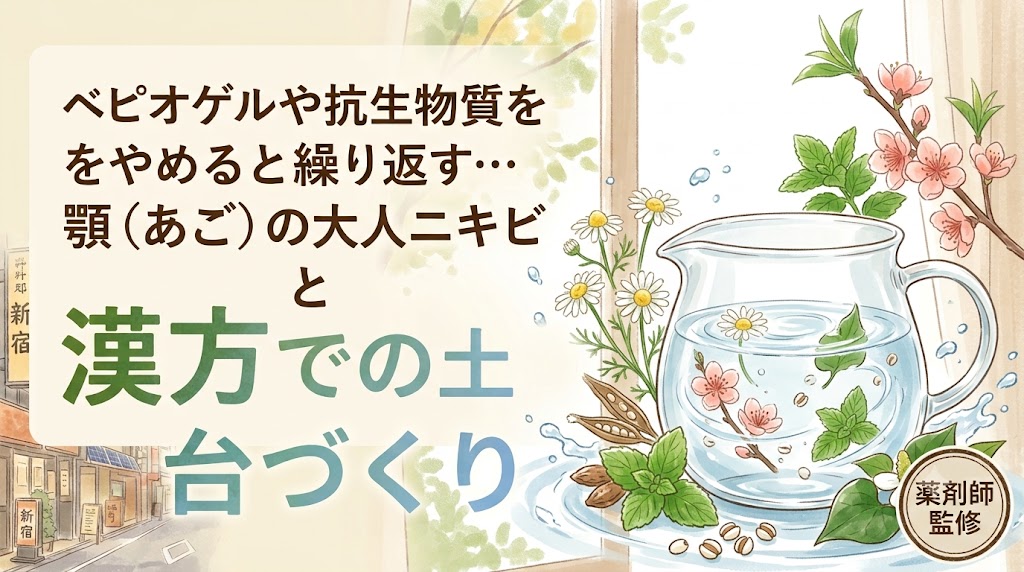 ベピオゲルや抗生物質をやめると繰り返す… 顎(あご)の大人ニキビ と 漢方での土台づくり 薬剤師監修