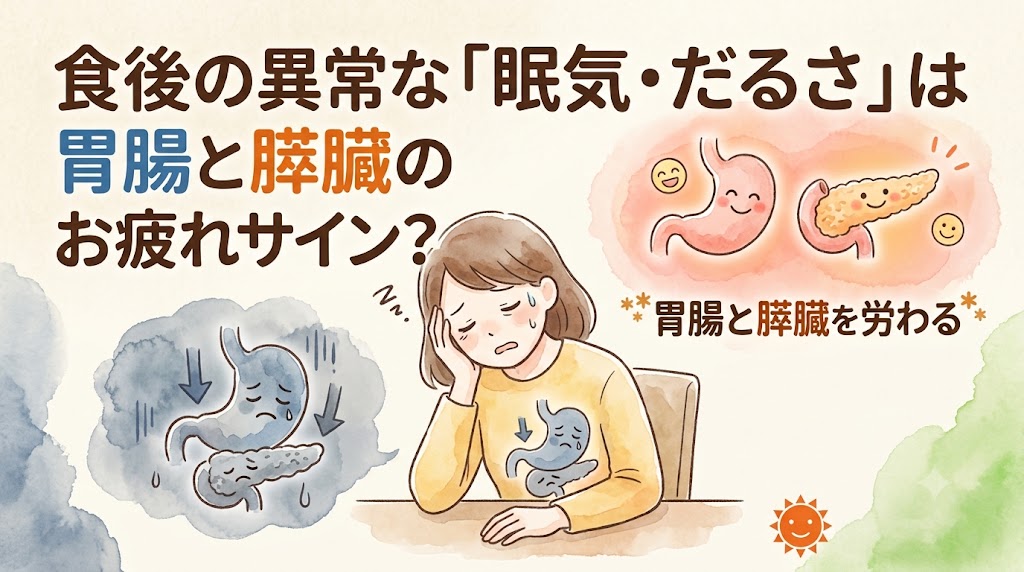 食後の異常な眠気やだるさの原因は、血糖値の乱高下と膵臓の疲労によるものかもしれません。漢方ではエネルギーが胃腸に集中する「中気不足」と考えます。膵臓と胃腸を丸ごと労わり、食後も軽やかに動ける体質へ導く漢方アプローチを、新宿の漢方薬局「太陽堂」が解説。